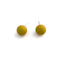 Load image into Gallery viewer, Golden Chartreuse Matte Ball Stud Earrings
