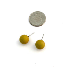 Load image into Gallery viewer, Golden Chartreuse Matte Ball Stud Earrings
