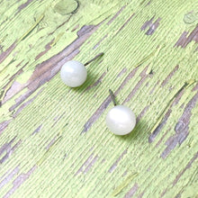 Load image into Gallery viewer, White Moonglow Ball Stud Earrings