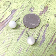 Load image into Gallery viewer, White Moonglow Ball Stud Earrings