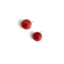 Load image into Gallery viewer, Cranberry Red Speckled Ball Stud Earrings