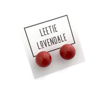 Load image into Gallery viewer, Cranberry Red Speckled Ball Stud Earrings