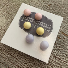 Load image into Gallery viewer, Pastel Tones Stud Earring Set | 8mm Vintage Lucite Triple Studs Set