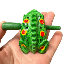 Load image into Gallery viewer, 1.5&quot; Wooden Musical Frog - Green Spring Design (Percussion Instrument)