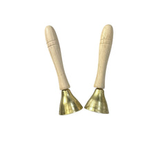 Load image into Gallery viewer, Wooden Handle Brass Bells – Set of 2 – Perfect for Music Learning &amp; Kids’ Activities