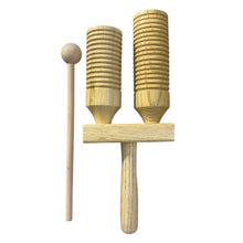 Load image into Gallery viewer, Wooden Double Guiro – Natural Wood Percussion Instrument for Music Learning