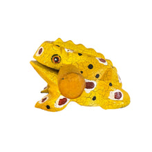Load image into Gallery viewer, 3" Wooden Musical Frog - Mustard Design (Percussion Instrument)