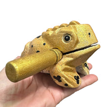 Load image into Gallery viewer, 4" Wooden Musical Frog - Egyptian Golden Design (Percussion Instrument)