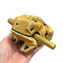 Load image into Gallery viewer, 4" Wooden Musical Frog - Egyptian Golden Design (Percussion Instrument)