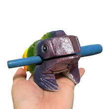 Load image into Gallery viewer, 4" Wooden Musical Frog - Rainbow Design (Percussion Instrument)