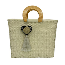 Load image into Gallery viewer, Wooden Handle Handwoven Tote