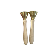 Load image into Gallery viewer, Wooden Handle Brass Bells – Set of 2 – Perfect for Music Learning &amp; Kids’ Activities