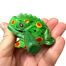 Load image into Gallery viewer, 1.5&quot; Wooden Musical Frog - Green Spring Design (Percussion Instrument)