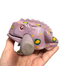 Load image into Gallery viewer, 4" Wooden Musical Frog - Lavender Design (Percussion Instrument)