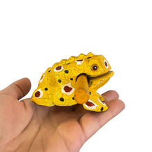 Load image into Gallery viewer, 3" Wooden Musical Frog - Mustard Design (Percussion Instrument)