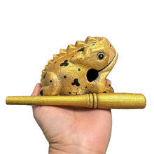 Load image into Gallery viewer, 4" Wooden Musical Frog - Egyptian Golden Design (Percussion Instrument)