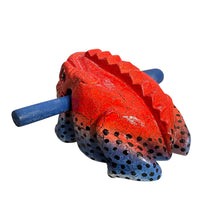 Load image into Gallery viewer, 4" Wooden Musical Frog - Red Dart Design (Percussion Instrument)