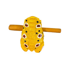 Load image into Gallery viewer, 3" Wooden Musical Frog - Mustard Design (Percussion Instrument)