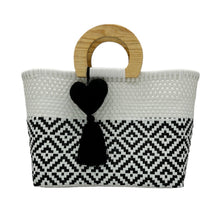 Load image into Gallery viewer, Wooden Handle Handwoven Tote