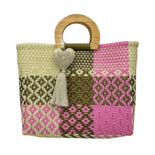 Load image into Gallery viewer, Wooden Handle Handwoven Tote