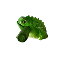 Load image into Gallery viewer, 2&quot; Wooden Musical Frog - Green Tree Design (Percussion Instrument)