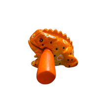 Load image into Gallery viewer, 2&quot; Wooden Musical Frog - Pumpkin Design (Percussion Instrument)