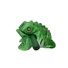 Load image into Gallery viewer, 3" Wooden Musical Frog - Forest Design (Percussion Instrument)