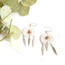 Load image into Gallery viewer, Picture Jasper Dangle Earrings with feathers