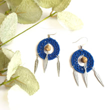 Load image into Gallery viewer, Picture Jasper Dangle Earrings with feathers