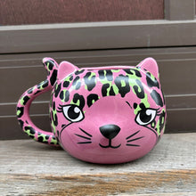 Load image into Gallery viewer, Pink Leopard Cat Mug | Cute Ceramic Coffee Tea Cup | Gift for Her