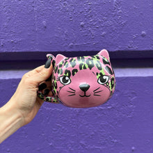 Load image into Gallery viewer, Pink Leopard Cat Mug | Cute Ceramic Coffee Tea Cup | Gift for Her
