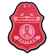 Load image into Gallery viewer, BL17-017 Pink Breast Cancer Awareness PVC Patch with Hook and Loop (CBP shape) Field Ops, Border Patrol, AMO