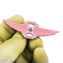 Load image into Gallery viewer, CL2-011 Full size Ladies Pink UAS FAA Commercial Drone Pilot Wings pin Breast Cancer Awareness