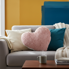 Load image into Gallery viewer, Tache Faux Fur Pink White Heart Shape Throw Pillow (#7)
