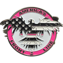 Load image into Gallery viewer, BL14-018 Thin Pink Line Flag and Eagle Breast Cancer Awareness Police Challenge Coin