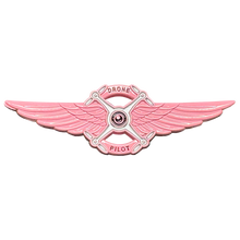 Load image into Gallery viewer, CL2-011 Full size Ladies Pink UAS FAA Commercial Drone Pilot Wings pin Breast Cancer Awareness