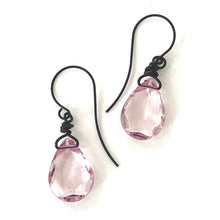 Load image into Gallery viewer, Light Pink Faceted Briolette Teardrop Drop Earrings