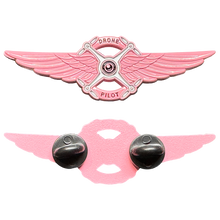 Load image into Gallery viewer, CL2-011 Full size Ladies Pink UAS FAA Commercial Drone Pilot Wings pin Breast Cancer Awareness