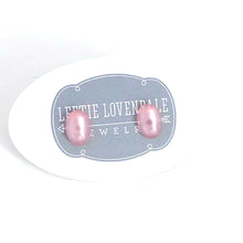Load image into Gallery viewer, Light Pink Oval Moonglow Stud Minimalist Earrings
