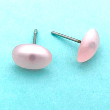 Load image into Gallery viewer, Light Pink Oval Moonglow Stud Minimalist Earrings