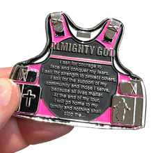 Load image into Gallery viewer, BL12-014 Police Officer's Prayer God Almighty Challenge Coin Vest Thin Pink Line Breast Cancer Awareness