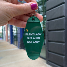 Load image into Gallery viewer, Plant Lady But Also Cat Lady Motel Style Keychain | Green