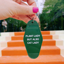 Load image into Gallery viewer, Plant Lady But Also Cat Lady Motel Style Keychain | Green