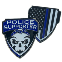 Load image into Gallery viewer, E-005 Police Supporter Thin Blue Line Challenge Coin Supporter