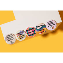 Load image into Gallery viewer, Pro-Choice Abortion Rights Pinback Button Set of 5 | Feminist Reproductive Rights Pin Badges