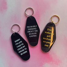 Load image into Gallery viewer, Probably Thinking About the Roman Empire Motel Style Keychain in Black