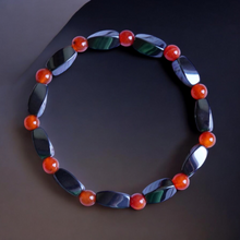 Load image into Gallery viewer, Magnetic Therapy Bracelet Black and Fire Engine Red