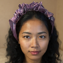 Load image into Gallery viewer, Purple Chiffon Headband | Poly Satin Headpiece Hair Accessory | 6.25''