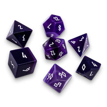 Load image into Gallery viewer, Purple Striped Agate - 7 Piece RPG Set Gemstone Dice