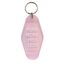 Load image into Gallery viewer, Purr More Hiss Less Motel Style Keychain in Pink Translucent